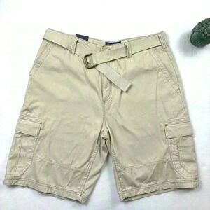 NWT American Rag 100% Cotton Flap Back Pocket Safari Cargo Belted Shorts Size 34